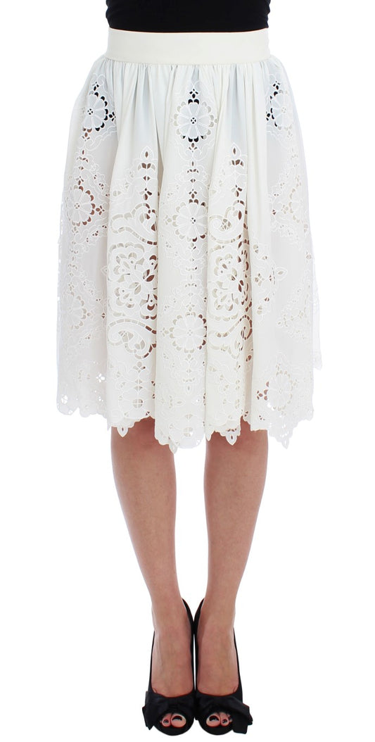 Dolce & Gabbana Elegant Floral Ricamo Silk Skirt