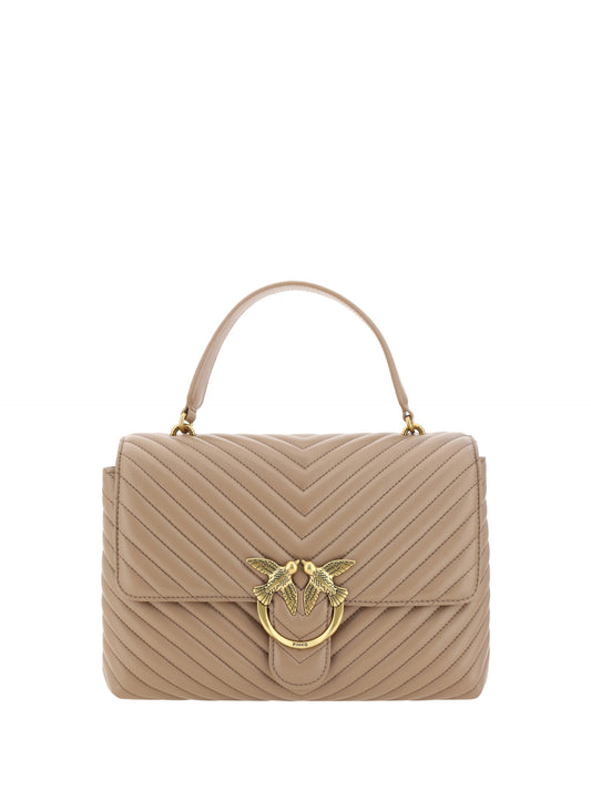 PINKO Quilted Calfskin Love Lady Bag in Beige