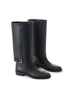 Burberry Equestrian Style Luxe Black Leather Boots