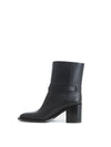 Burberry Elegant Leather Ankle Boots with Chic Buckle Detail