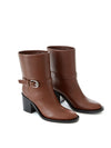 Burberry Chic Brown Leather Ankle Boots with Buckle Detail