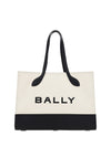 Bally Elegant Two-Tone Leather Tote Shoulder Bag