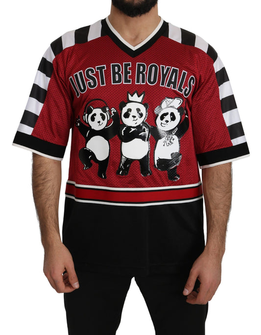 Dolce & Gabbana Panda Print Red Short Sleeve Luxury Tee