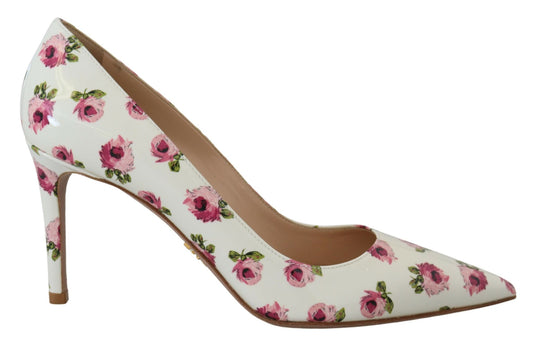 Prada Elegant Floral Print Leather Heels