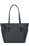 Michael Kors Charlotte Black PVC Leather Large Top Zip Tote Handbag Bag Purse