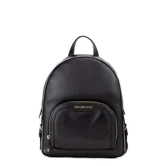 Michael Kors Jaycee Medium Black Pebbled Leather Zip Pocket Backpack Bookbag