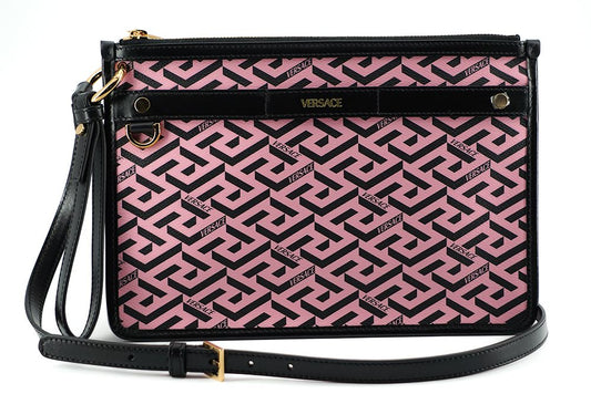 Versace Elegant Greca Signature Leather Shoulder Bag