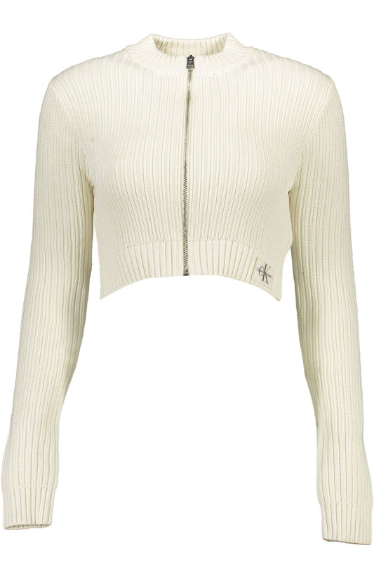 Calvin Klein Elegant Cotton Cardigan with Zip Detail