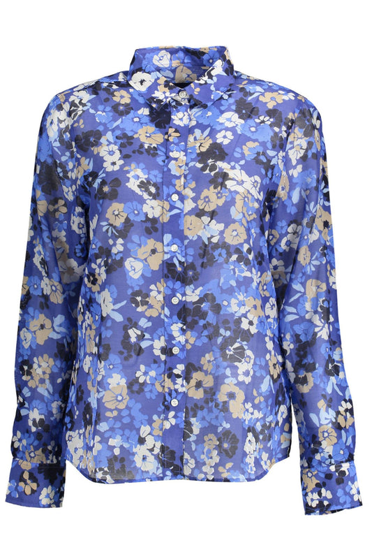 Gant Elegant Silk Blend Blue Shirt with Italian Collar