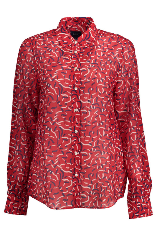 Gant Elegant Red Silk Blend Long-Sleeved Shirt
