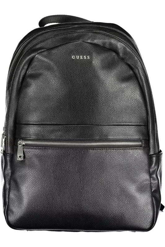 Guess Jeans Sleek Dual-Compartment Black Backpack