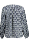 Kocca Chic Blue Long Sleeve Blouse with Lace Detailing