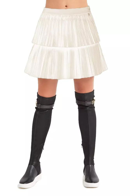 Twinset Elegant Pleated Beige Skirt with Side Zip