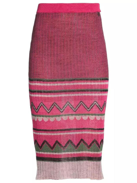 Twinset Chic Abstract Print Knitted Midi Skirt