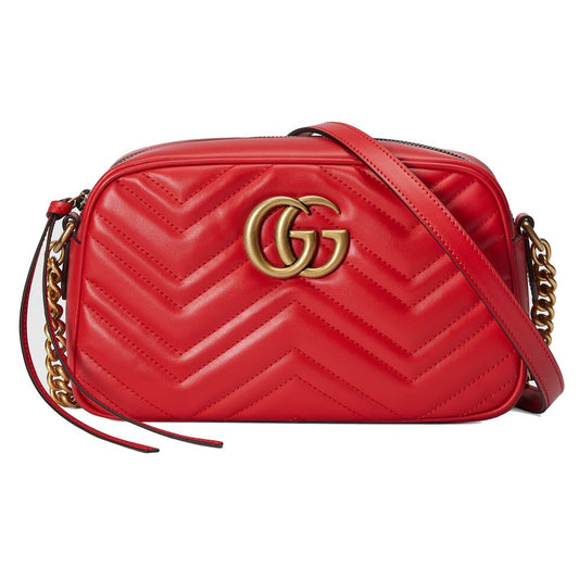 Gucci Elegant Red Quilted Leather Shoulder Bag