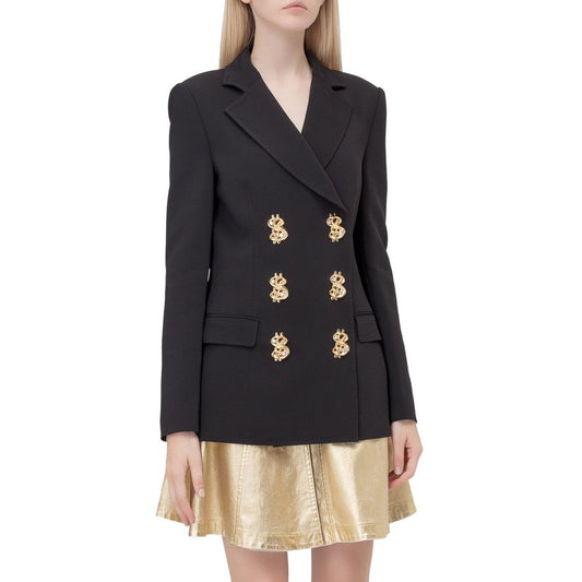 Moschino Couture Elegant Black Double-Breasted Rhinestone Jacket