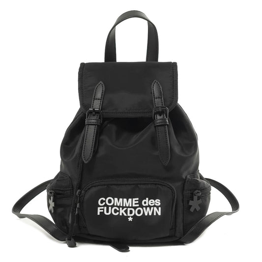 Comme Des Fuckdown Sleek Black Nylon Backpack with Logo Detail