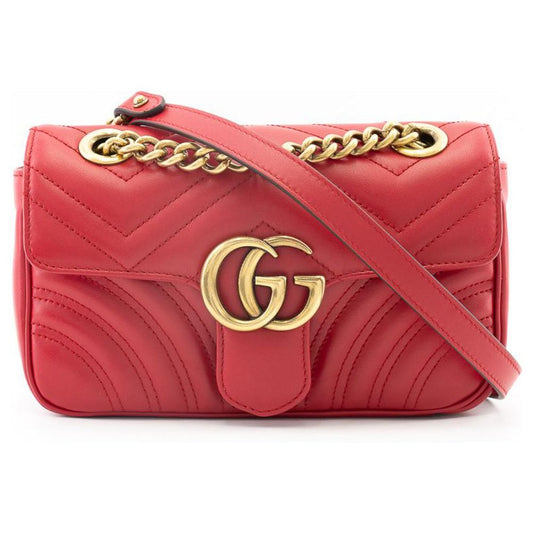 Gucci Elegant Red Chevron Quilted Shoulder Bag