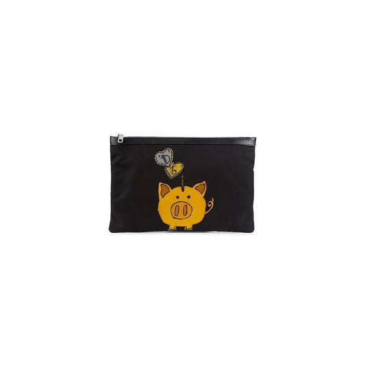 Dolce & Gabbana Sleek Nylon Clutch with Leather Accents