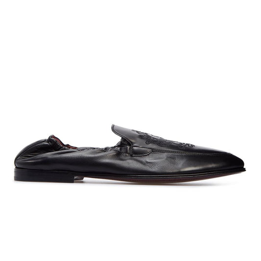 Dolce & Gabbana Elegant Embroidered Leather Loafers
