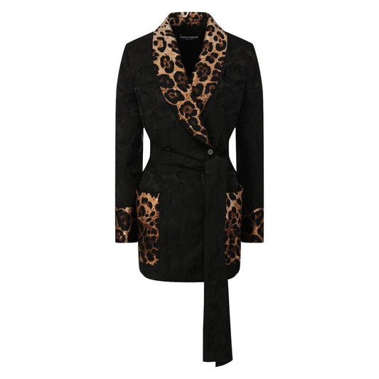Dolce & Gabbana Floral Jacquard & Leopard Print Fitted Jacket