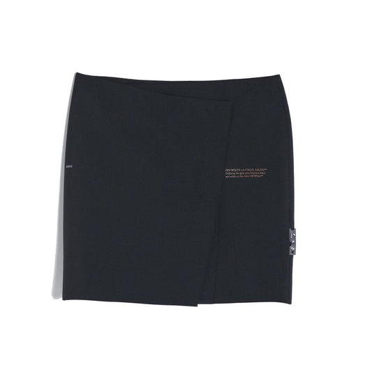 Off-White Chic Asymmetric Mini Skirt with Bold Text Accent