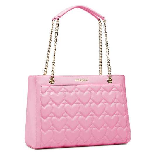 Love Moschino Chic Pink Faux Leather Heart Shopping Bag