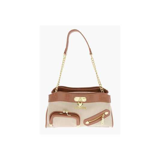 Love Moschino Chic Canvas and Faux Leather Shoulder Bag
