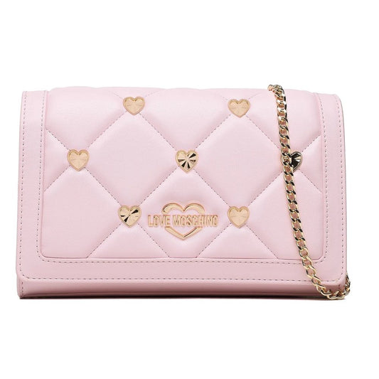 Love Moschino Chic Pink Faux Leather Crossbody Bag with Gold Accents