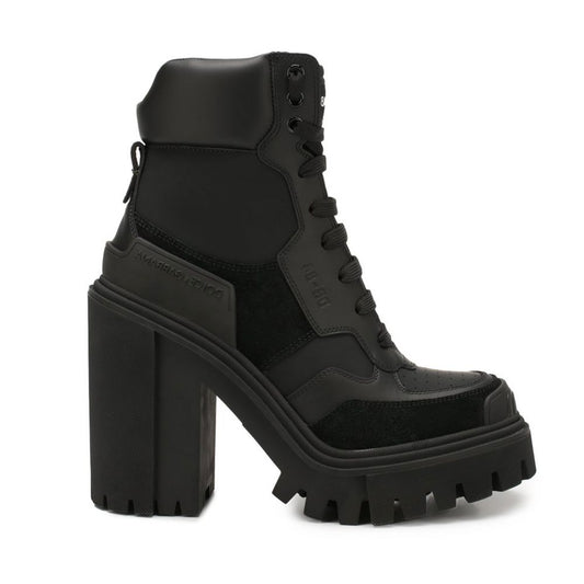 Dolce & Gabbana Elegant Leather Biker Ankle Boots with Suede Details