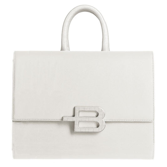 Baldinini Trend Elegant White Calfskin Handbag with Chain Strap