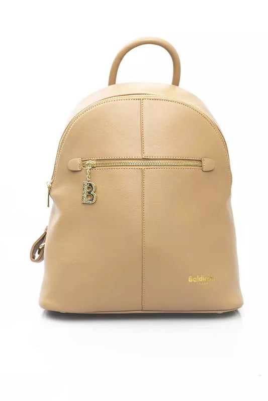 Baldinini Trend Chic Beige Backpack with Golden Accents