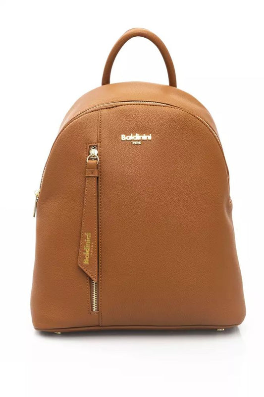 Baldinini Trend Chic Golden-Detail Brown Backpack