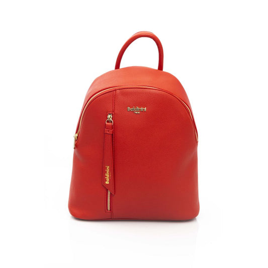 Baldinini Trend Chic Red Backpack with Golden Accents