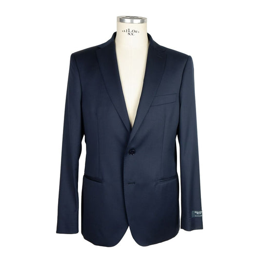 Made in Italy Milanese Dark Blue Virgin Wool Suit