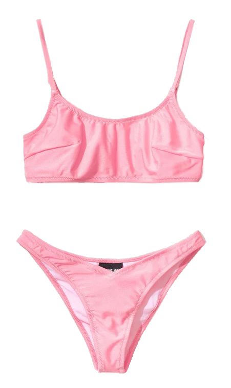 Comme Des Fuckdown Chic Logo-Print Pink Bikini Swimsuit