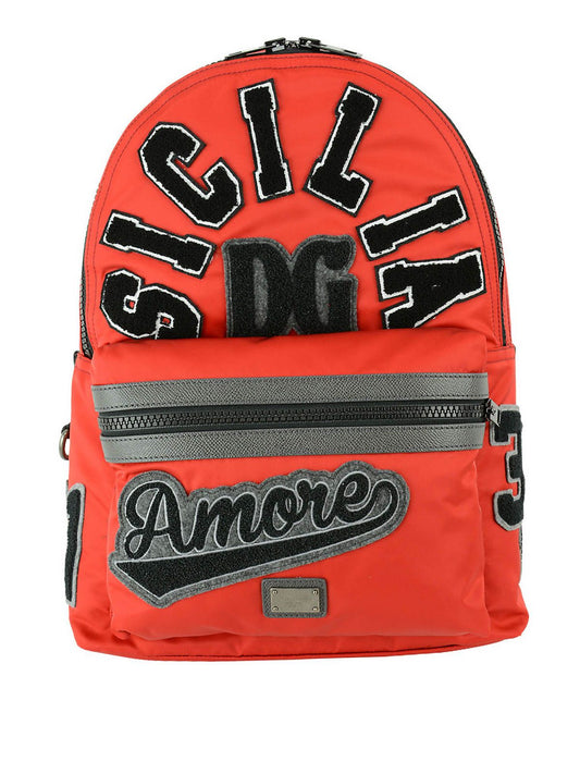 Dolce & Gabbana Chic Red Backpack with Leather Accents