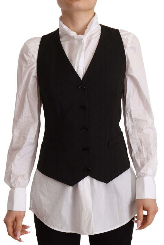 Dolce & Gabbana Elegant Black Buttoned Vest Top