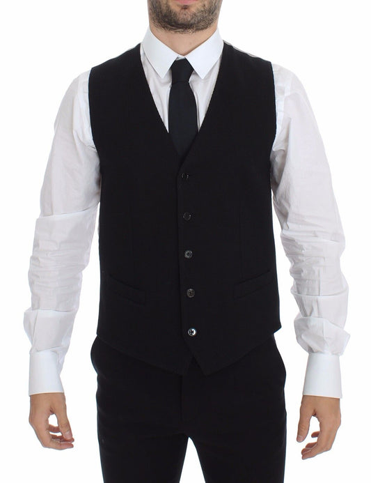 Dolce & Gabbana Black Cotton Dress Vest Blazer Jacket