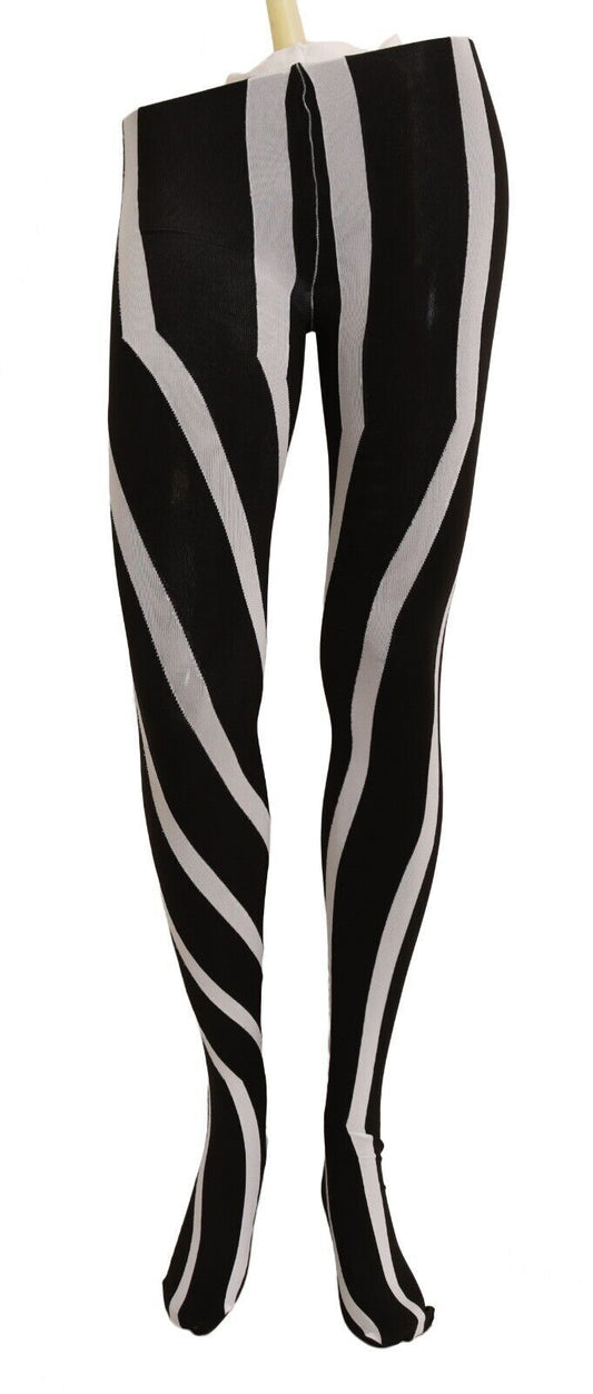 Dolce & Gabbana Black White Striped Tights Stockings Women