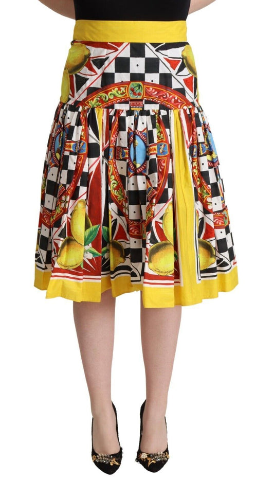 Dolce & Gabbana Vibrant Carretto Pleated A-Line Midi Skirt