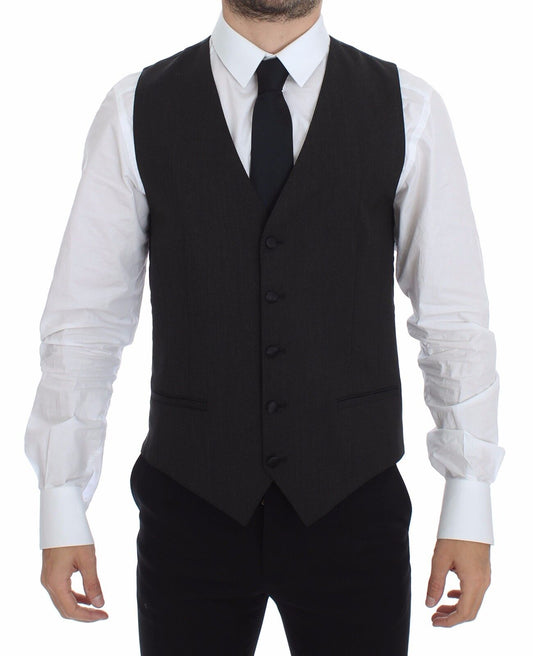 Dolce & Gabbana Gray Wool Stretch Dress Vest Jacket Blazer