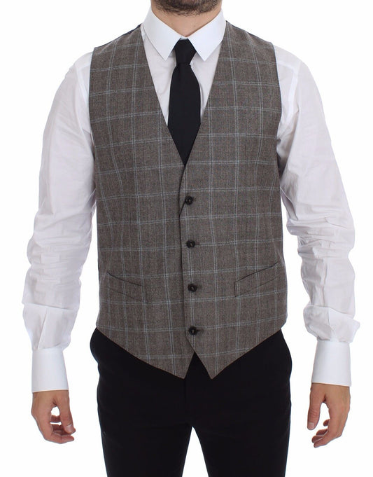 Dolce & Gabbana Brown Wool Single Breasted Vest Gilet