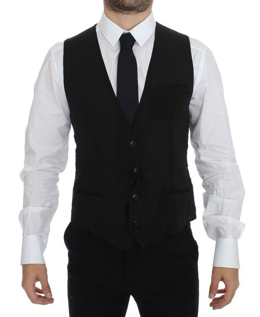 Dolce & Gabbana Black Wool Formal Dress Vest Gilet Jacket