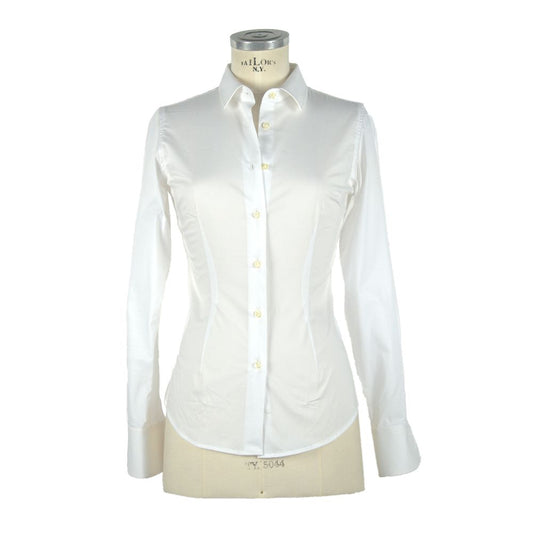 Made in Italy Elegant White Slim Fit Long Sleeve Blouse