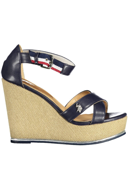 U.S. POLO ASSN. Chic Ankle-Strap Wedge Sandals with Logo Detail
