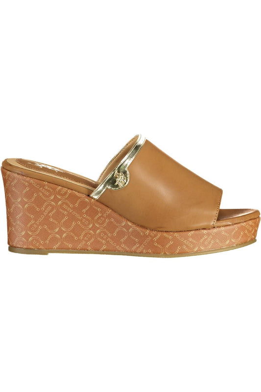 U.S. POLO ASSN. Chic Brown Wedge Sandals with Contrasting Details