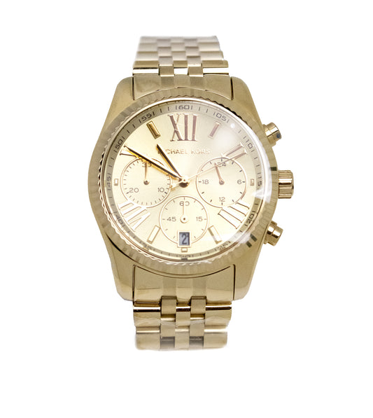 Michael Kors Lexington Chronograph Gold Toned Stainless Steel Watch MK5556