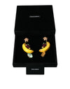 Brass Crystal Banana Clip-on Jewelry Dangling Earrings