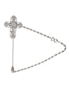 Silver Brass Cross Crystal DG Logo Lapel Pin Brooch